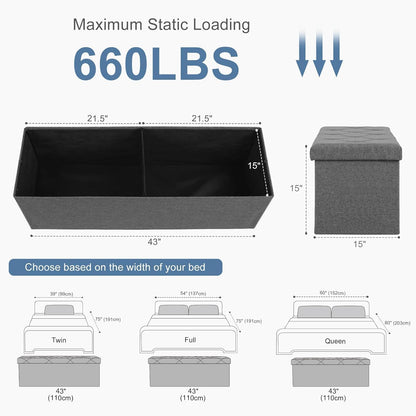 DUMOS 30" Foldable Storage Ottoman Bench