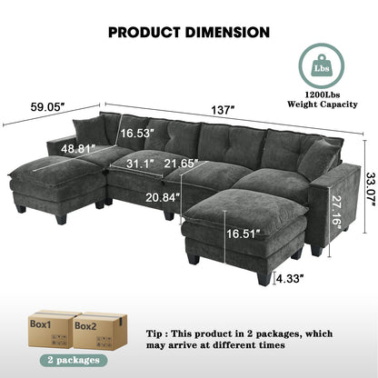 97" 5-Seater Modular Sofa – Beige