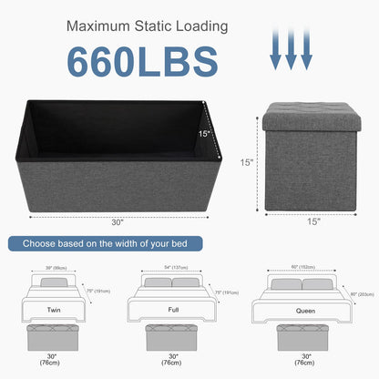 DUMOS 30" Foldable Storage Ottoman Bench