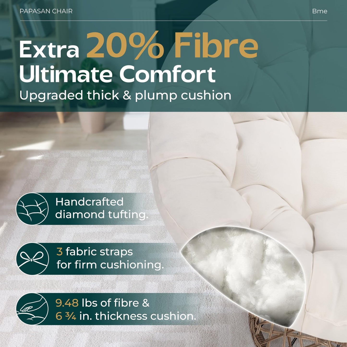 Bme 40" Papasan Swivel Chair