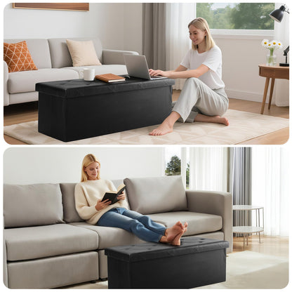 DUMOS 30" Foldable Storage Ottoman Bench