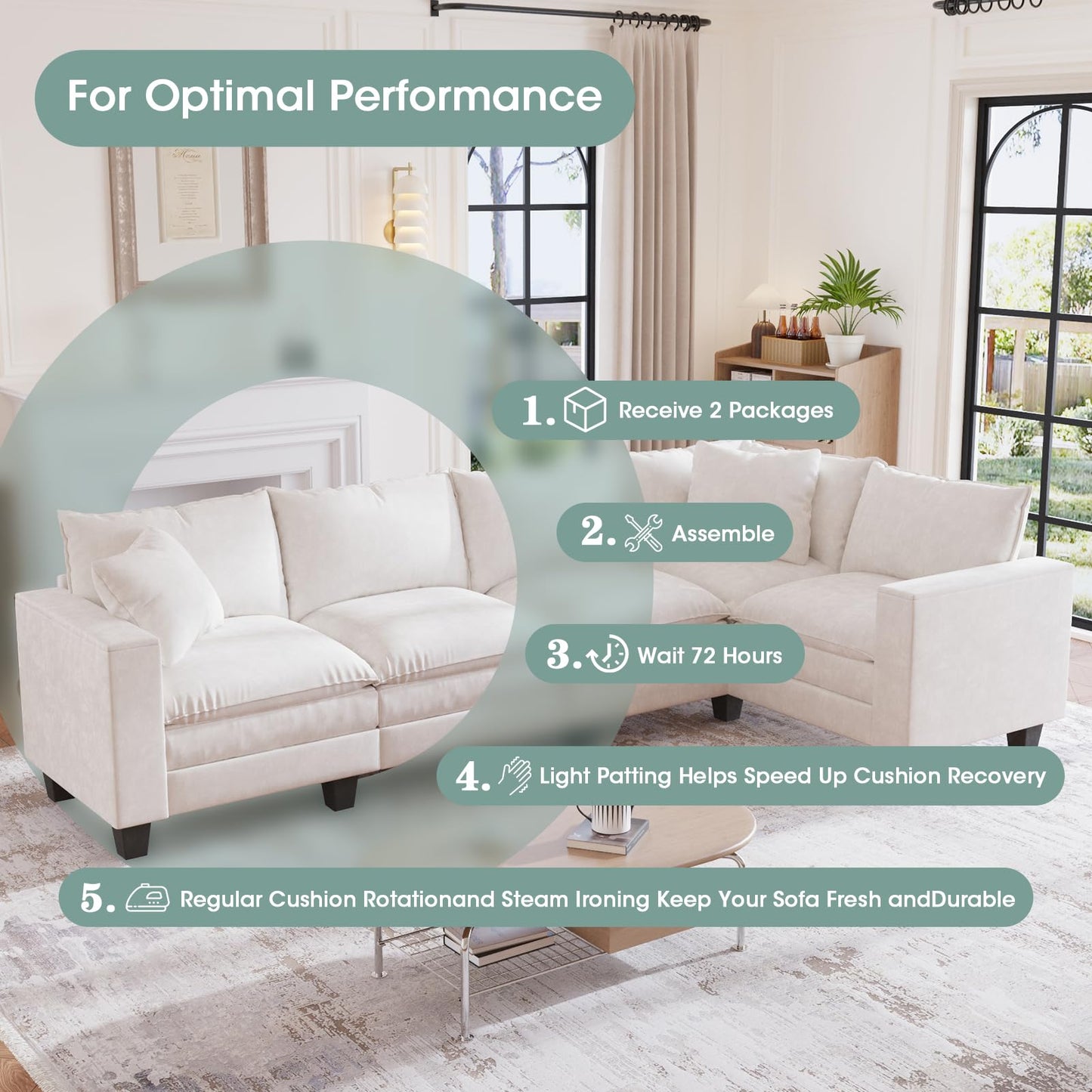 97" 5-Seater Modular Sofa – Beige