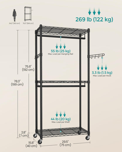 SONGMICS Heavy-Duty Portable Clothes Rack