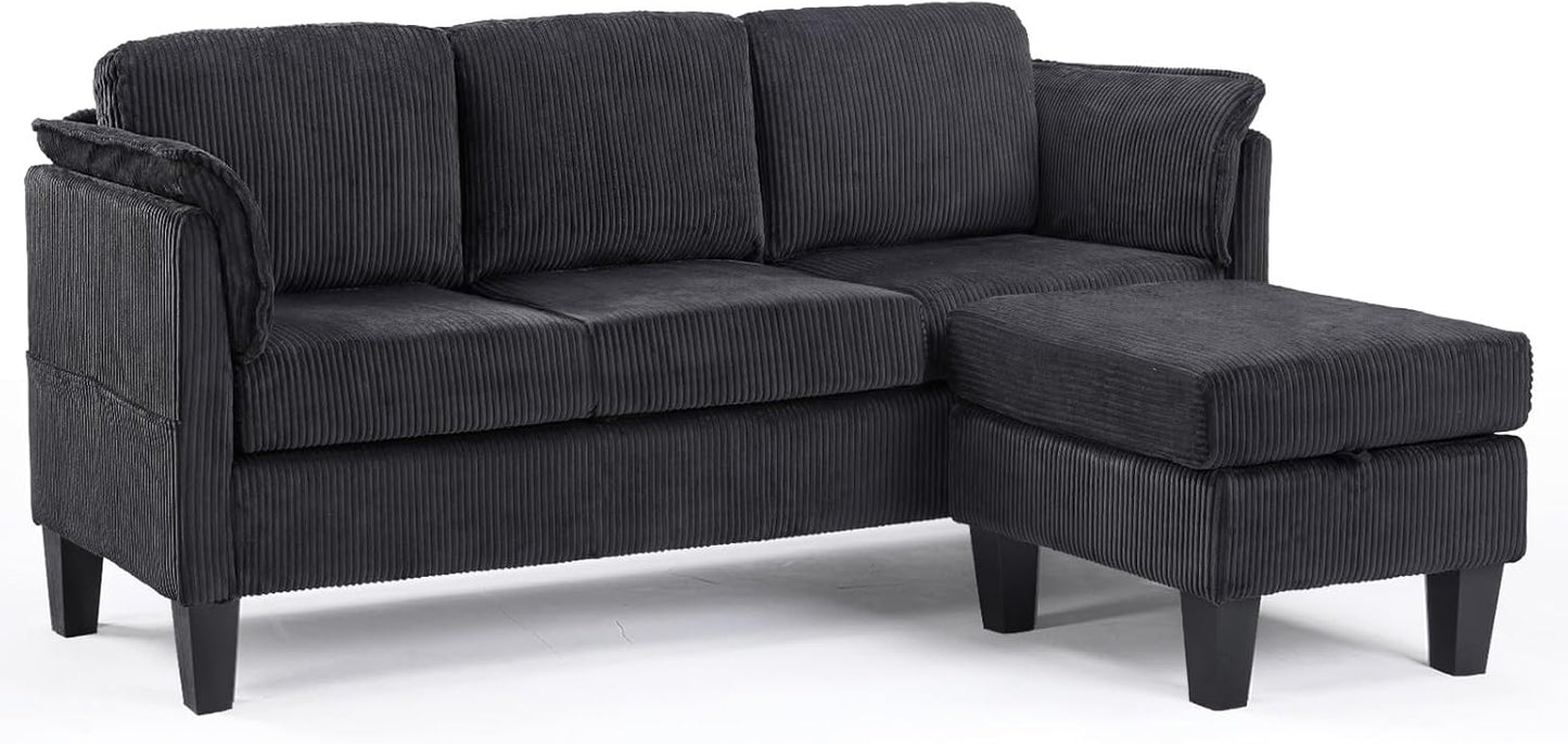 Beige L-Shaped Sofa with Storage
