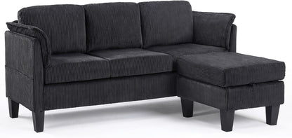 Beige L-Shaped Sofa with Storage