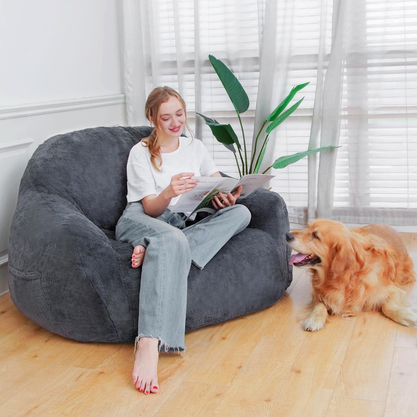 Giant Grey Bean Bag Chair