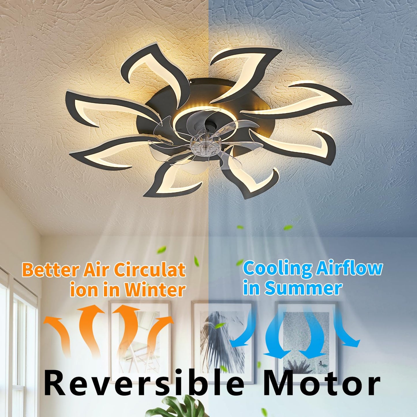 32" Black Ceiling Fan with Light