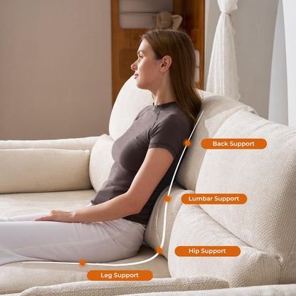 132" U-Shaped Sofa, 6-Seater Beige