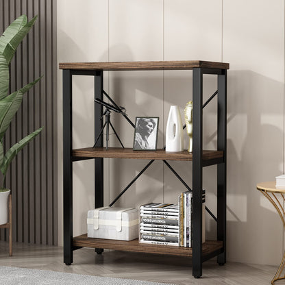 5-Tier Industrial Wood & Metal Bookcase