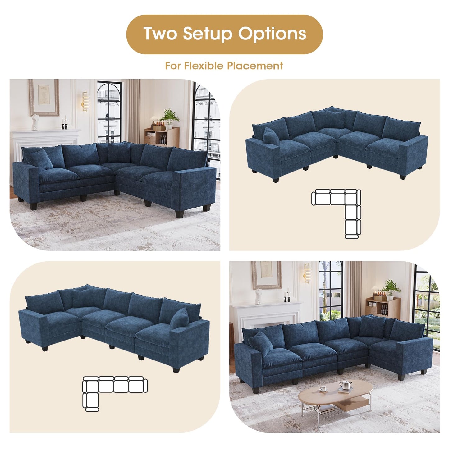 97" 5-Seater Modular Sofa – Beige