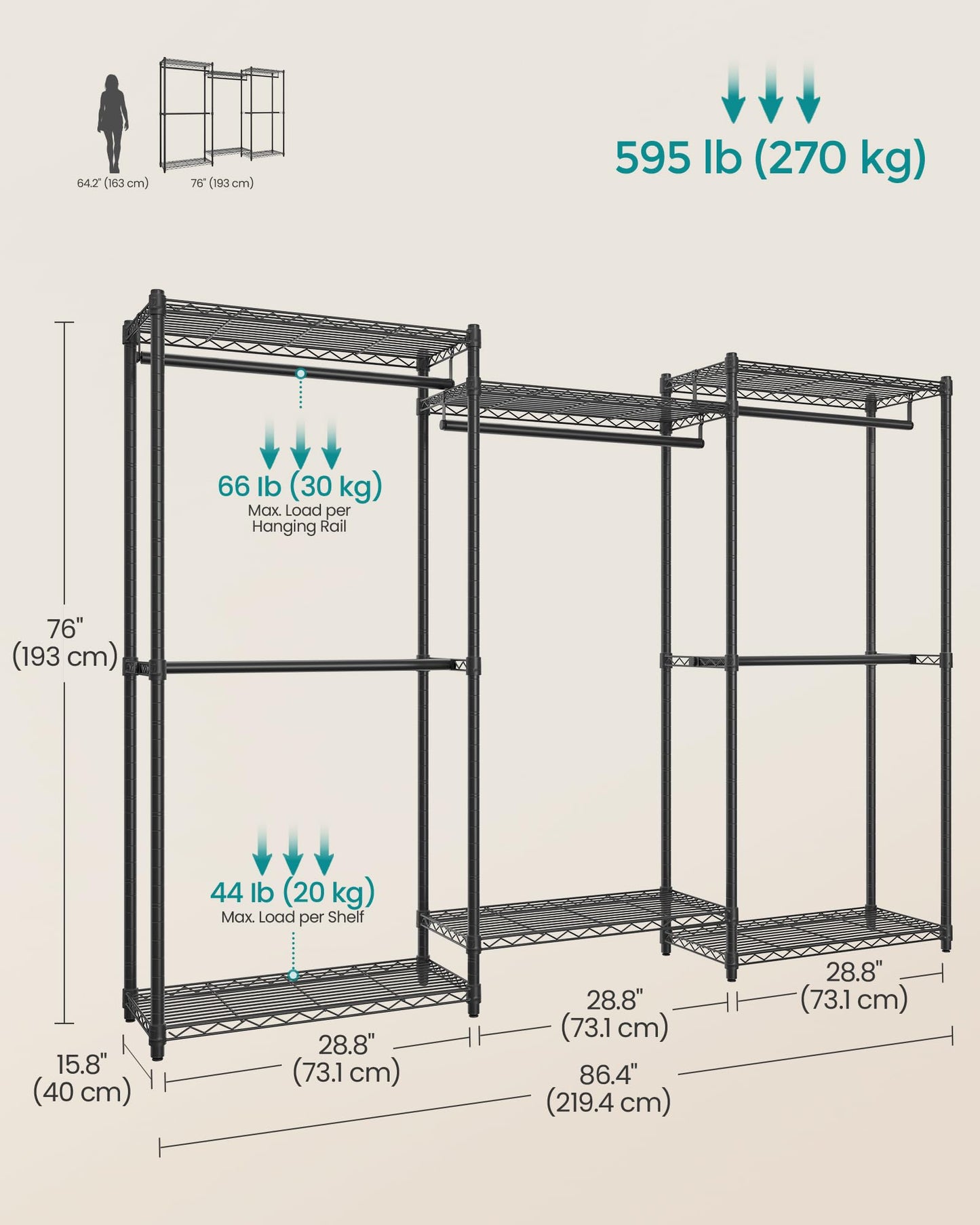 SONGMICS Heavy-Duty Portable Clothes Rack