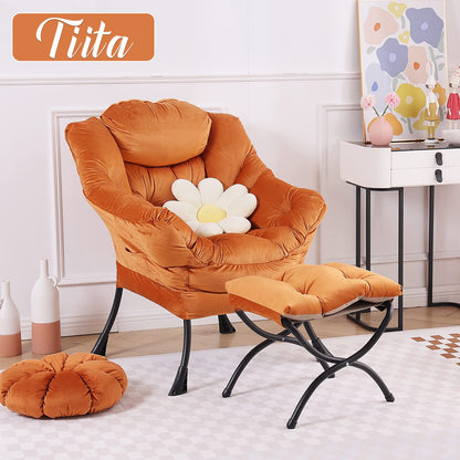 Tiita Velvet Lounge Chair with Ottoman