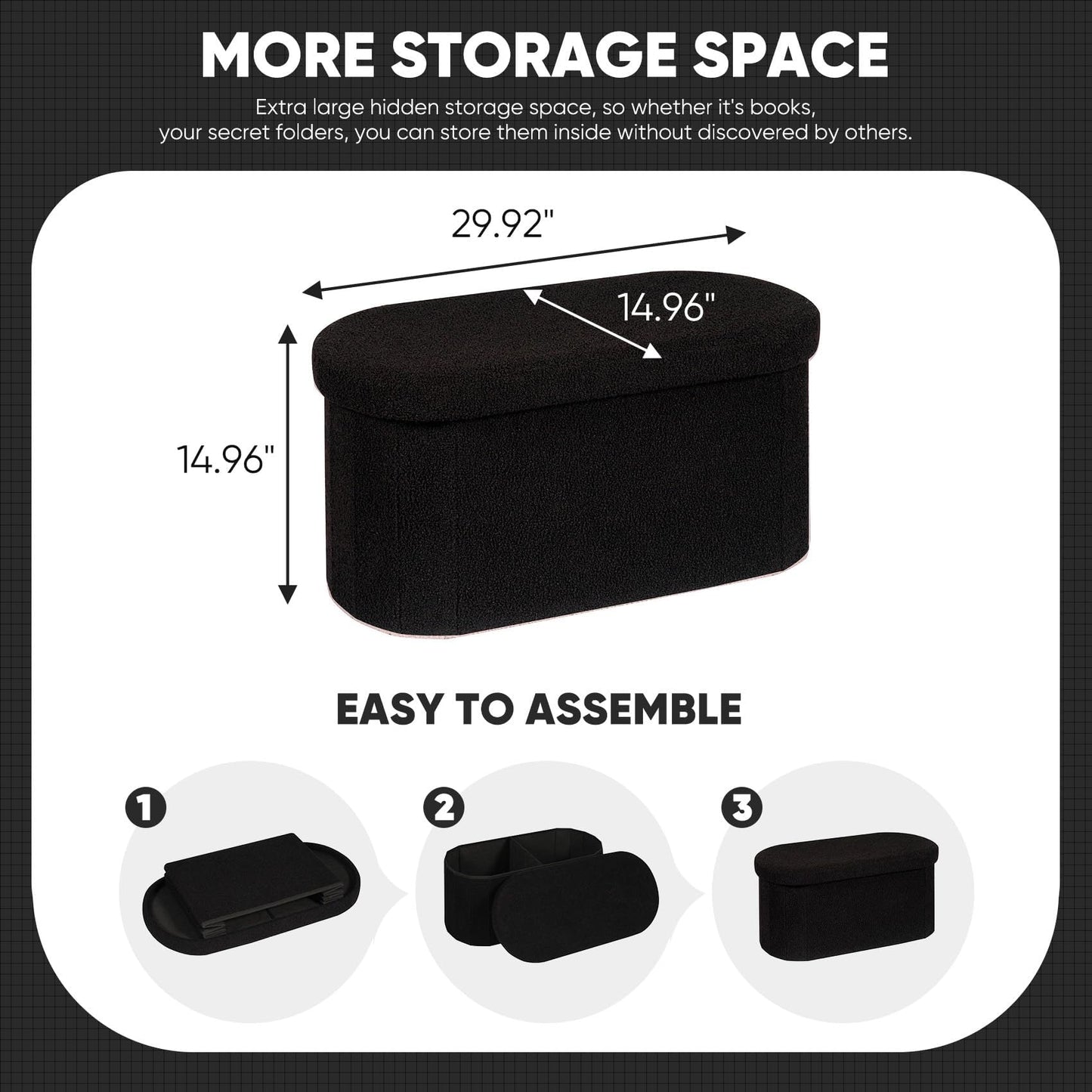 FSOBEIIALEO 43.3" Sherpa Storage Ottoman Bench