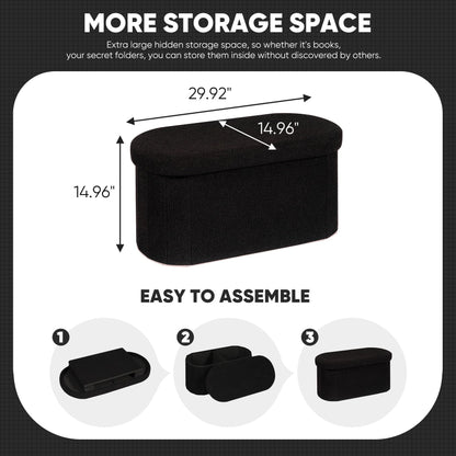 FSOBEIIALEO 43.3" Sherpa Storage Ottoman Bench
