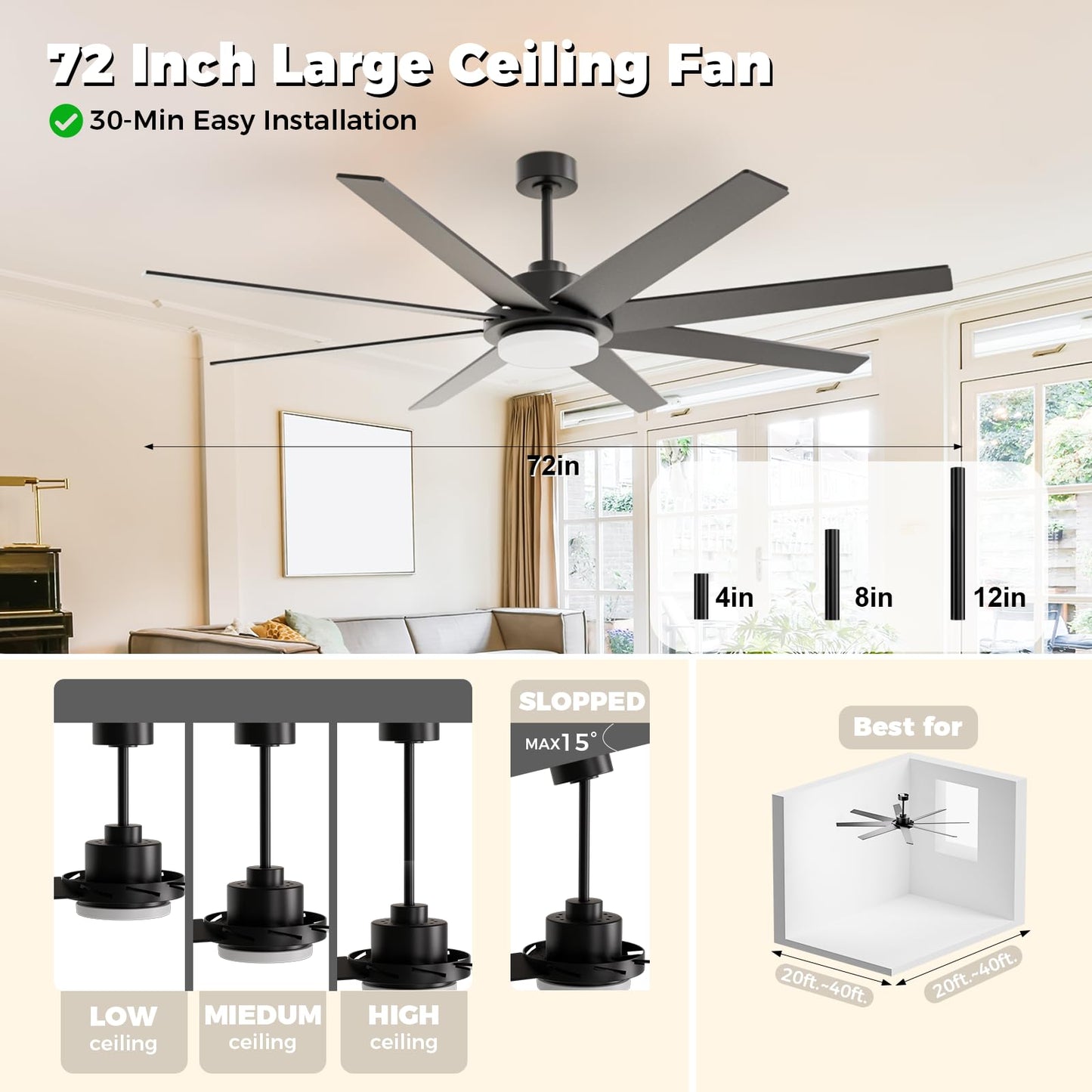 72" LED Ceiling Fan