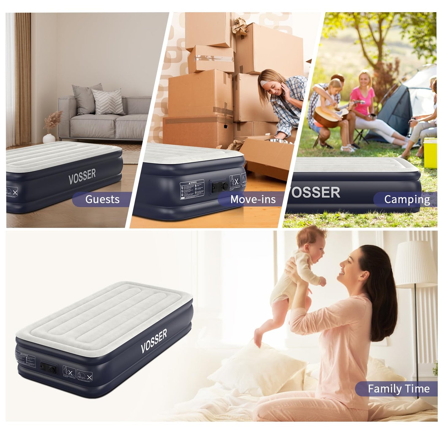 18" Full Air Mattress with Built-In Pump