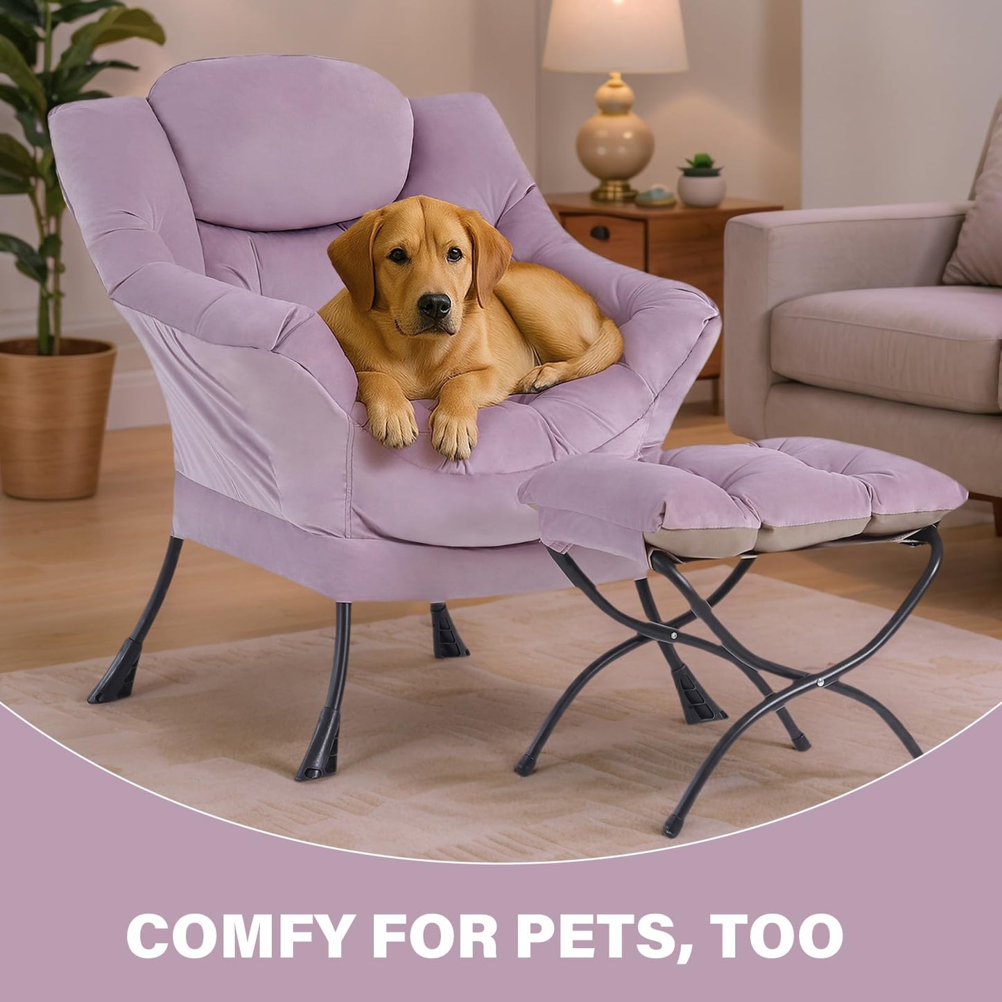Tiita Velvet Lounge Chair with Ottoman