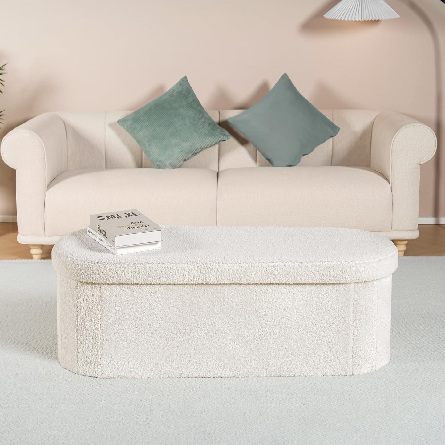 FSOBEIIALEO 43.3" Sherpa Storage Ottoman Bench