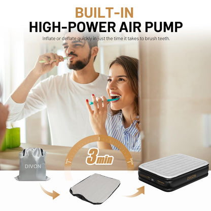 DIVON 18" Queen Air Mattress with Built-In Pump