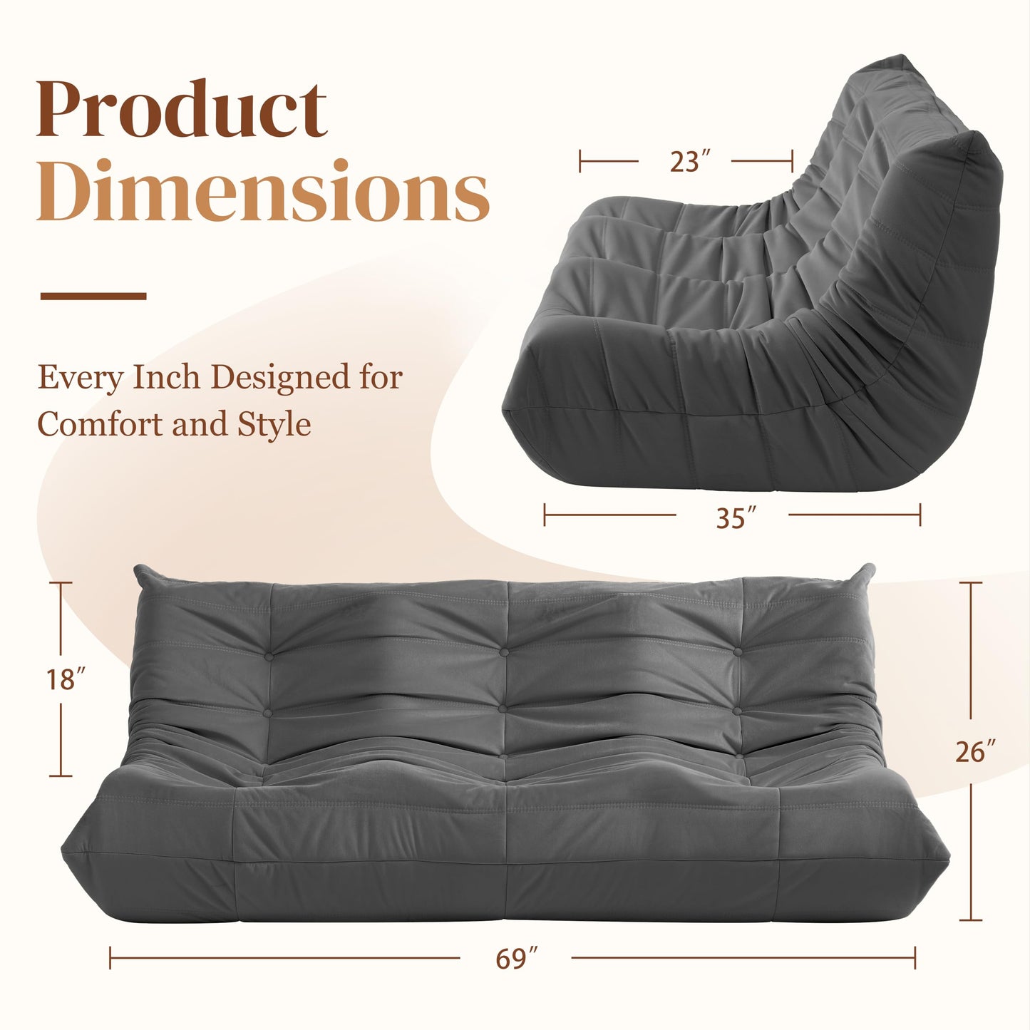 Dark Gray Bean Bag Chair
