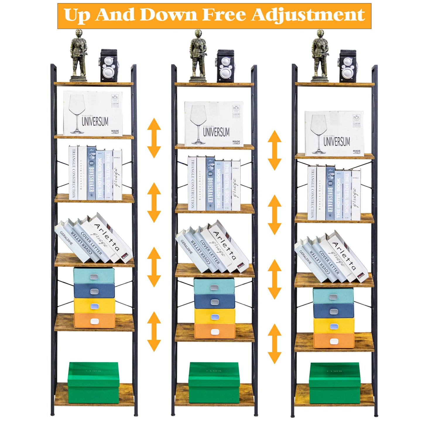 HCHQHS 4-Tier Industrial Bookshelf