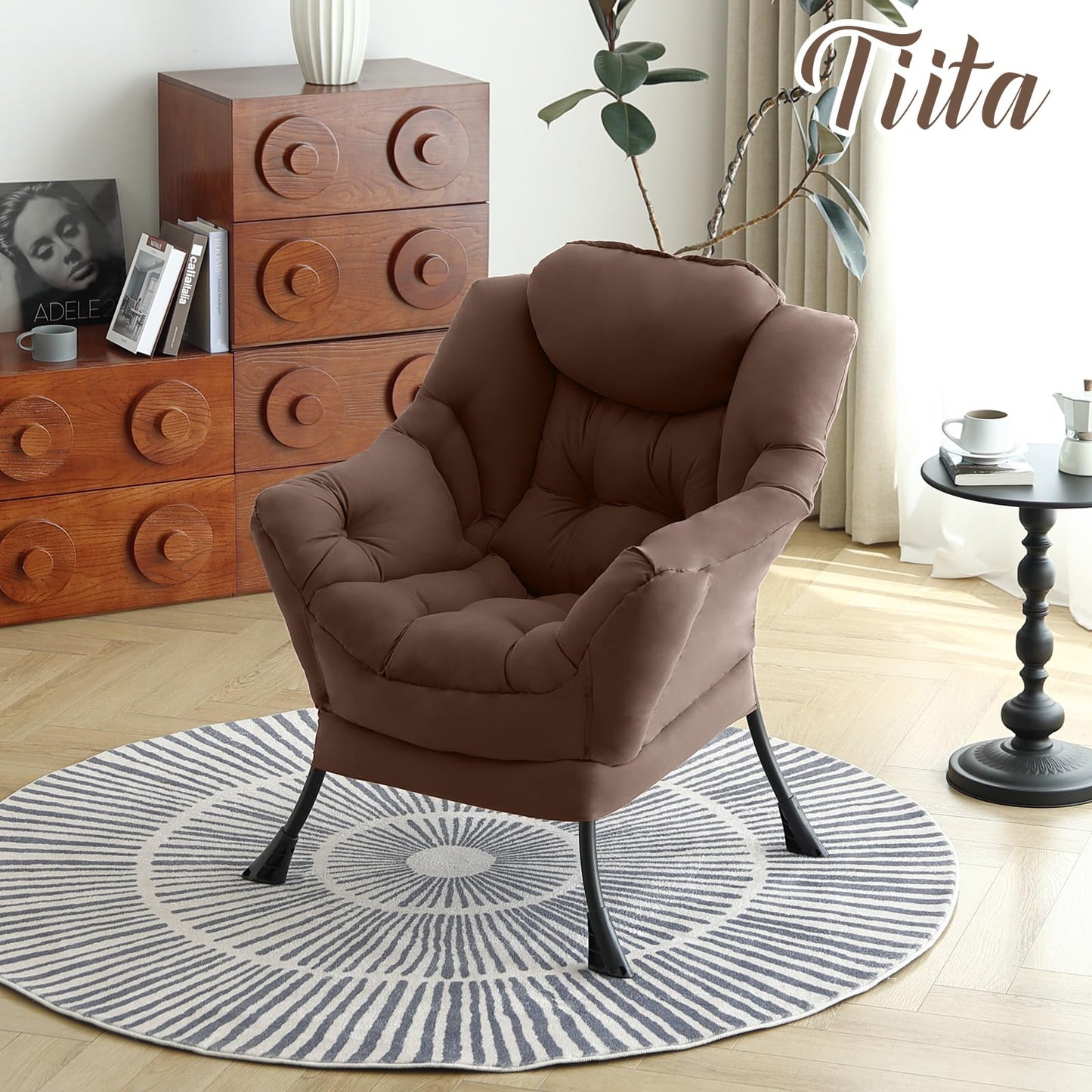 Tiita Velvet Lounge Chair with Ottoman
