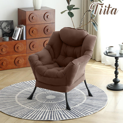 Tiita Velvet Lounge Chair with Ottoman