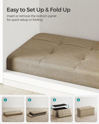 SONGMICS MAZIE 43" Folding Storage Ottoman Bench