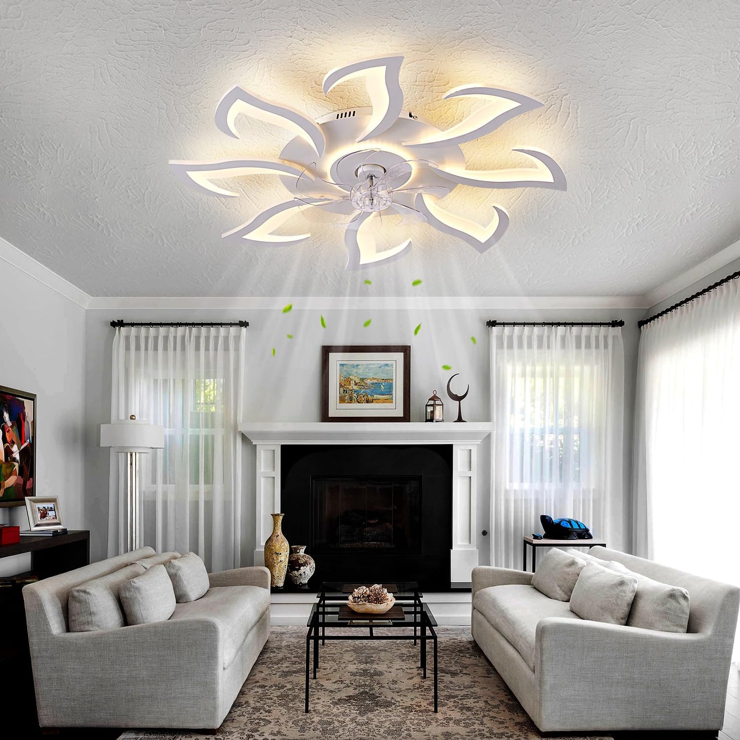 32" Black Ceiling Fan with Light