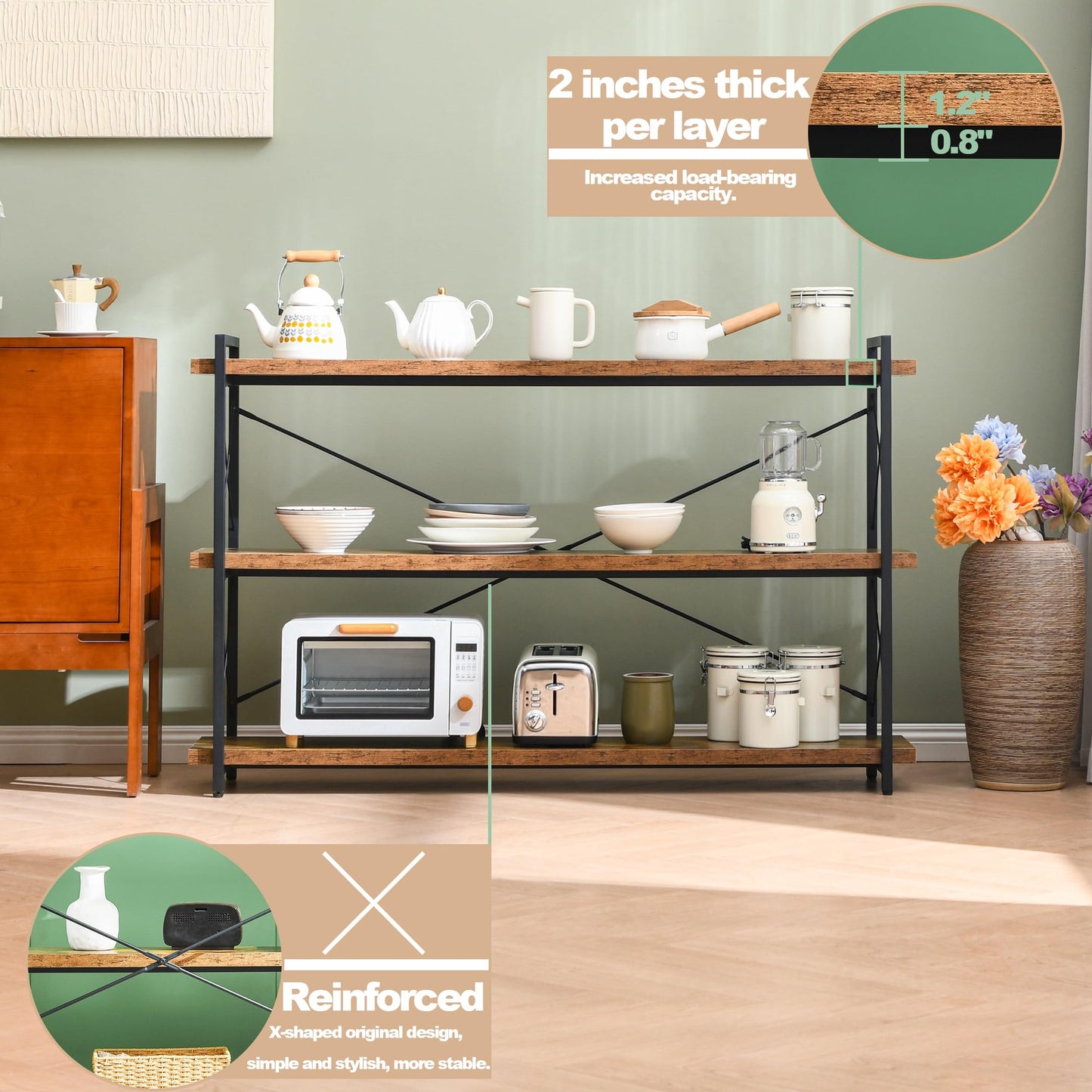 HCHQHS 4-Tier Industrial Bookshelf