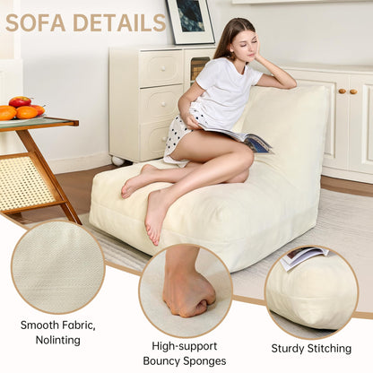 Beige Memory Foam Bean Bag Chair