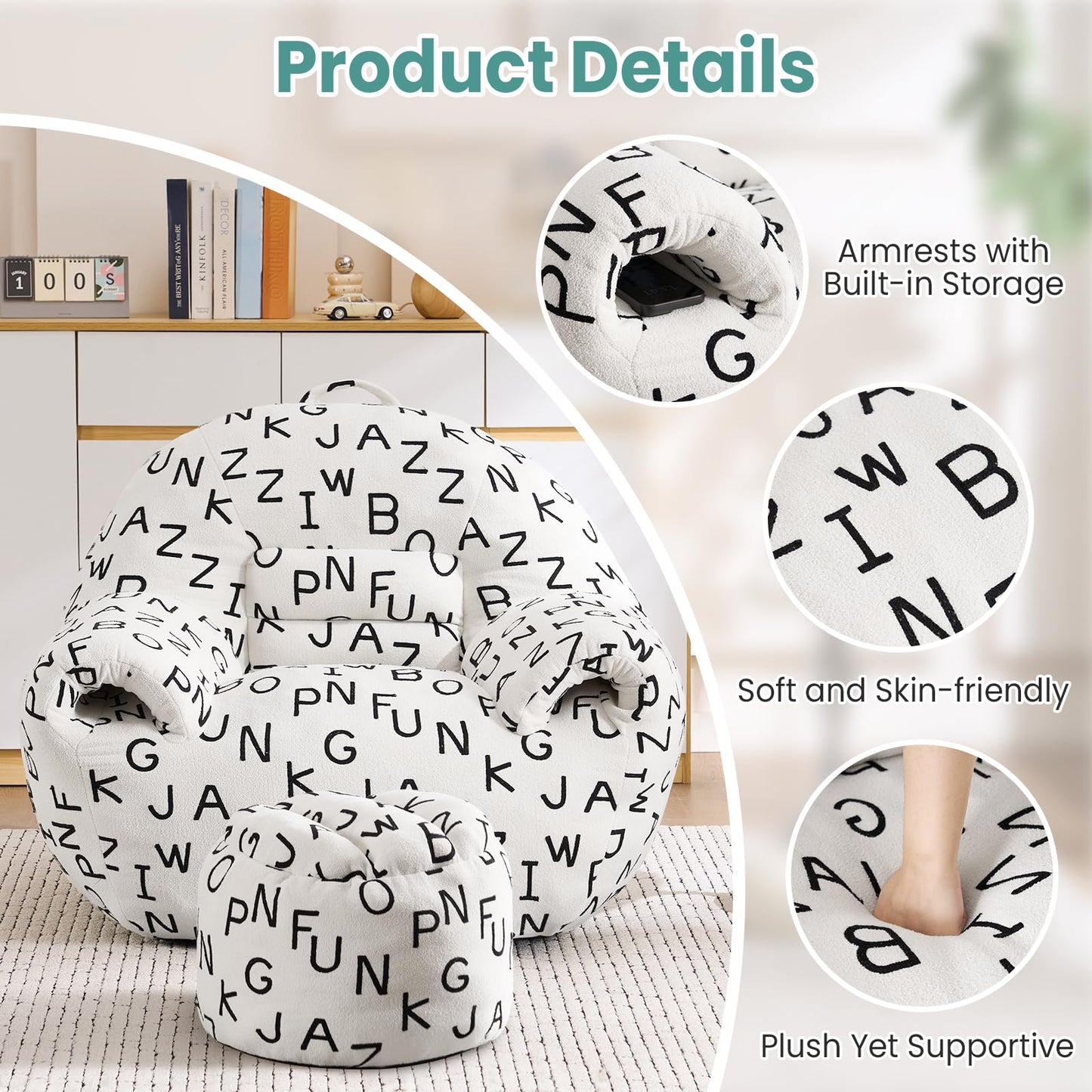 DAICO Bean Bag Chair White