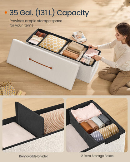 SONGMICS Storage Ottoman Bench, 15"x30"x15"