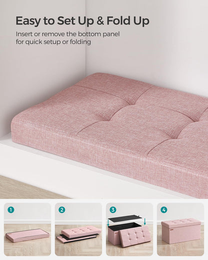 SONGMICS MAZIE 43" Folding Storage Ottoman Bench