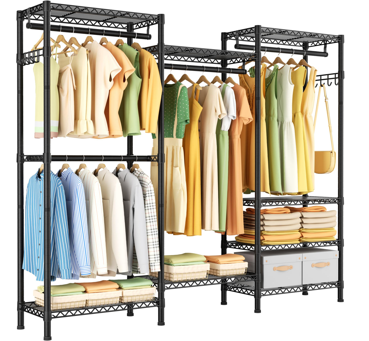 Heavy Duty Large Garment Rack with Shelves & Rods