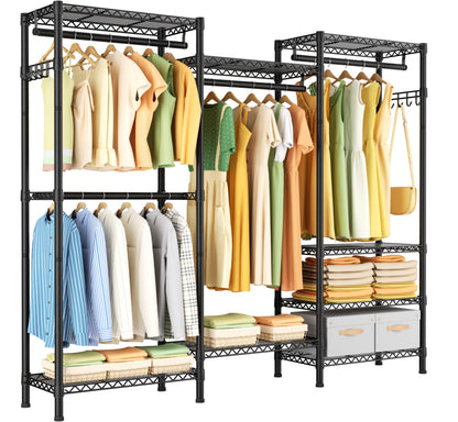 Heavy Duty Large Garment Rack with Shelves & Rods