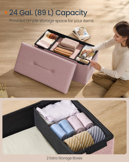 SONGMICS Storage Ottoman Bench, 15"x30"x15"