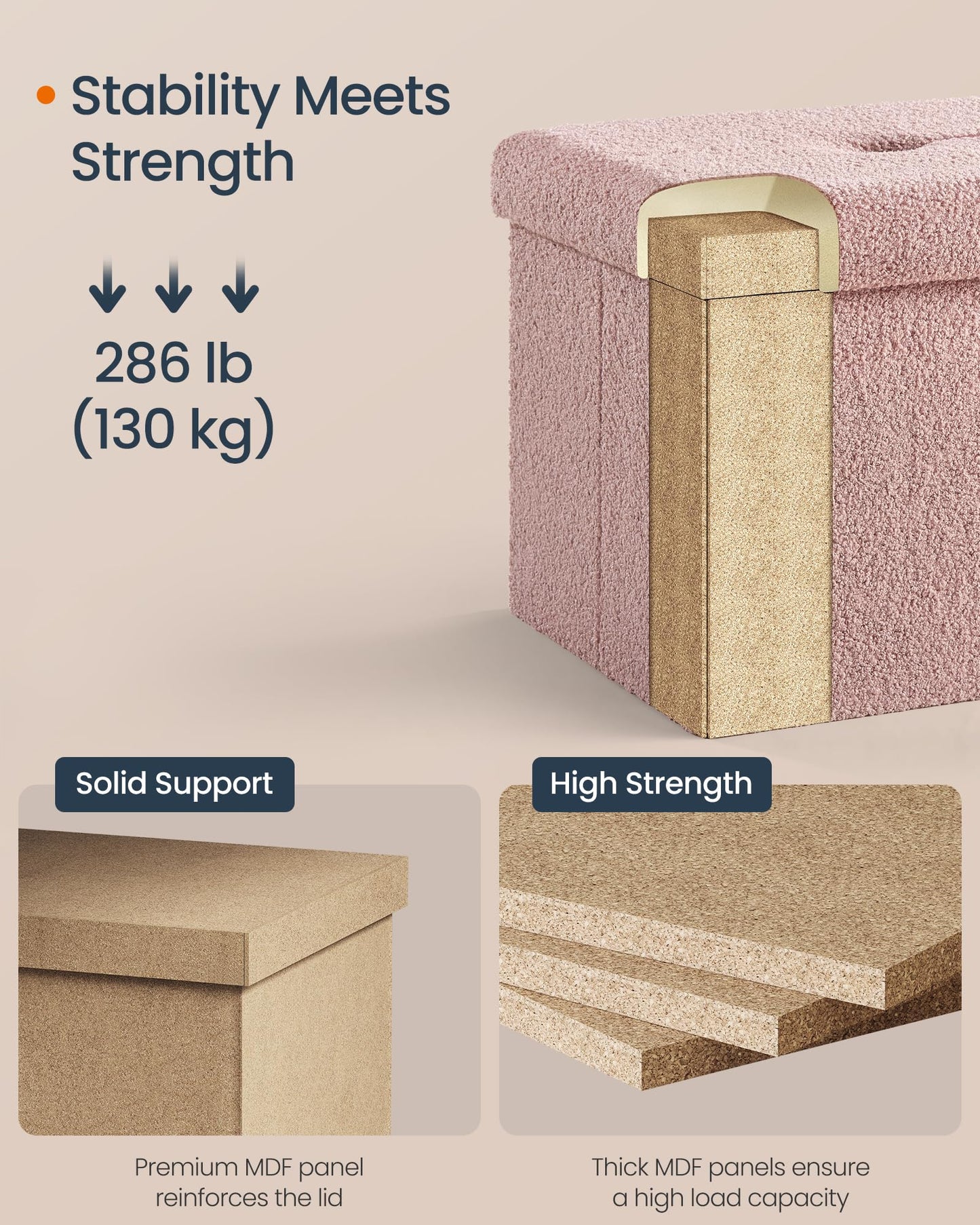SONGMICS Storage Ottoman Bench, 15"x30"x15"
