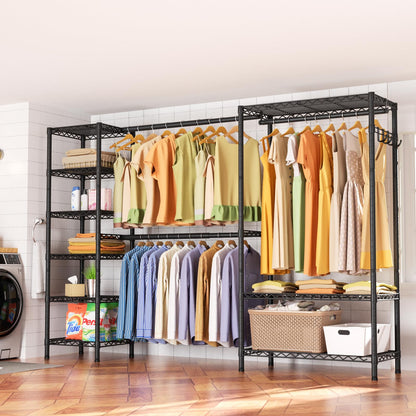 Heavy Duty Large Garment Rack with Shelves & Rods