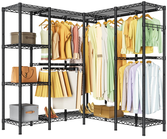 Heavy Duty Large Garment Rack with Shelves & Rods