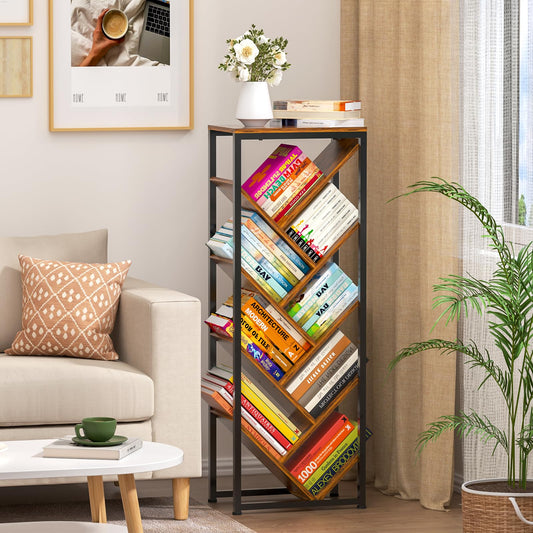 5-Tier Wide Industrial Bookshelf 67"