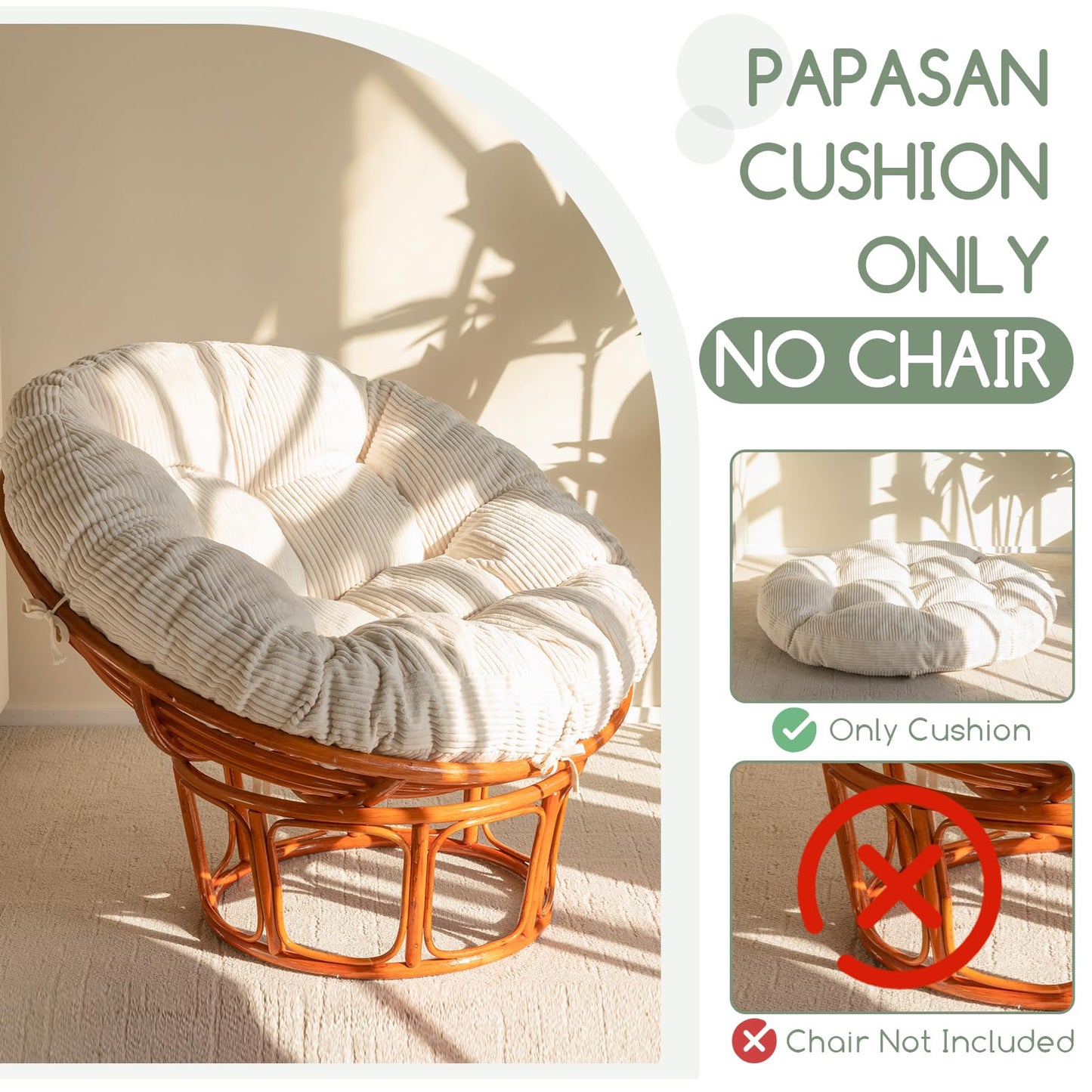 Papasan Chair Cushion 48" Green