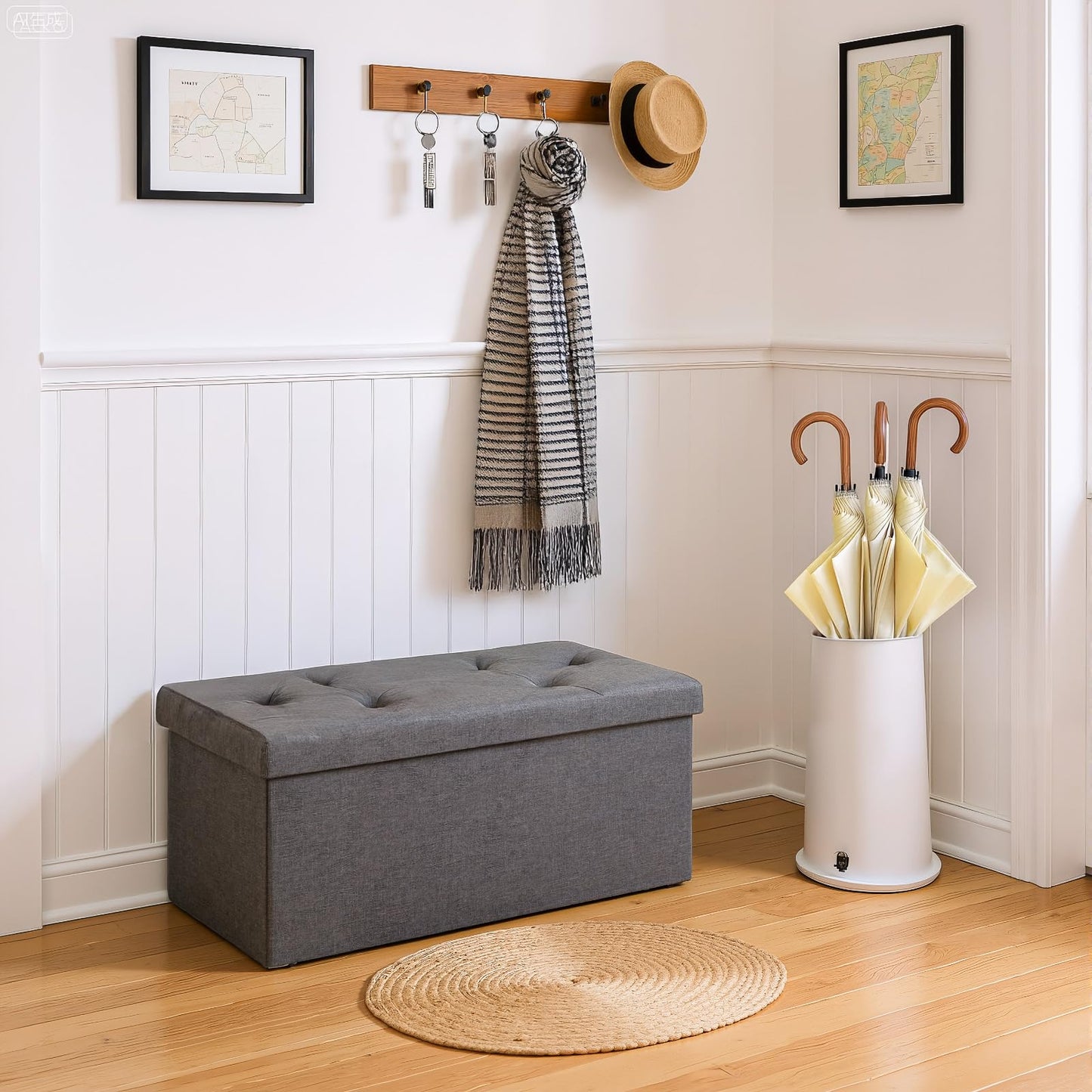 DUMOS 30" Foldable Storage Ottoman Bench