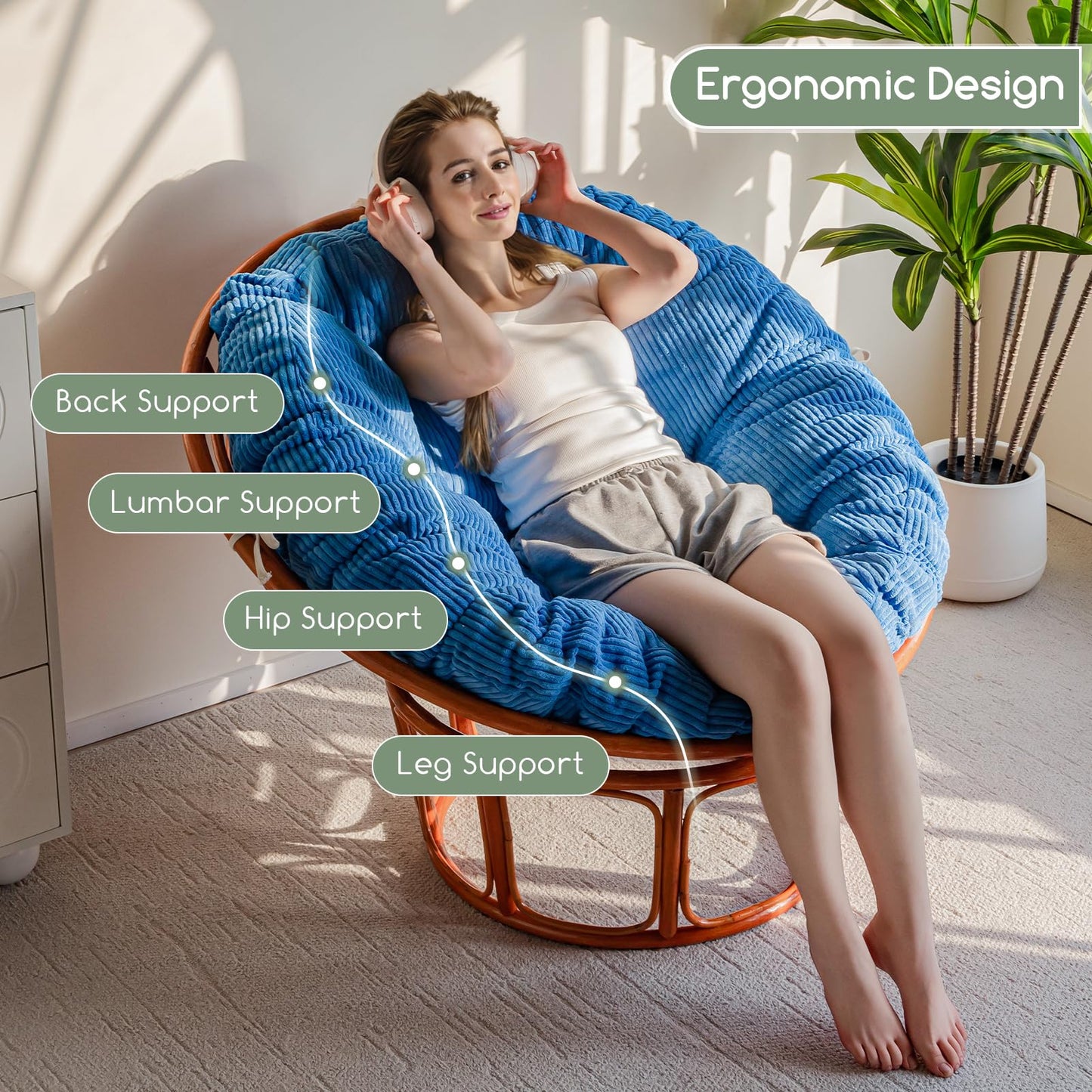 Papasan Chair Cushion 48" Green