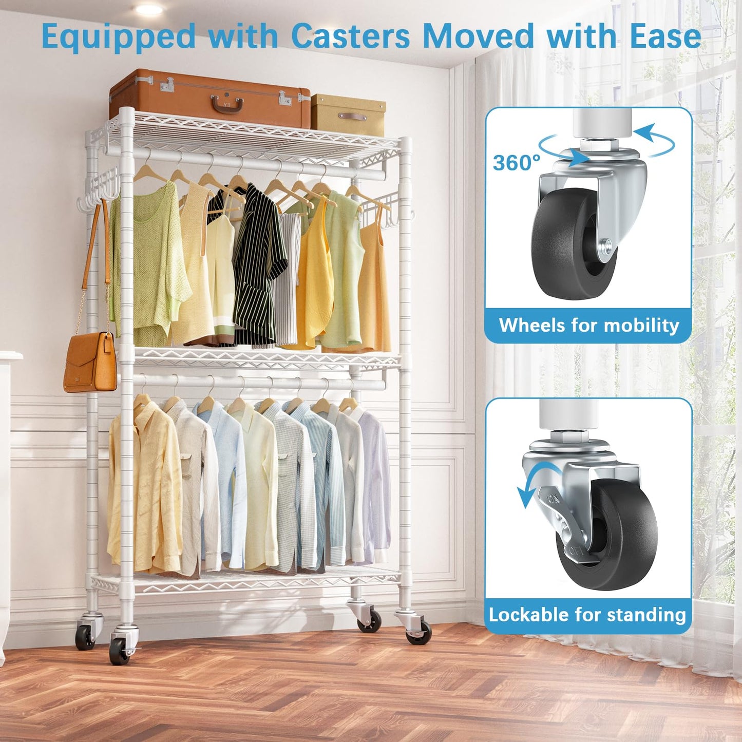 VIPEK R2 Rolling Clothes Rack with Wheels