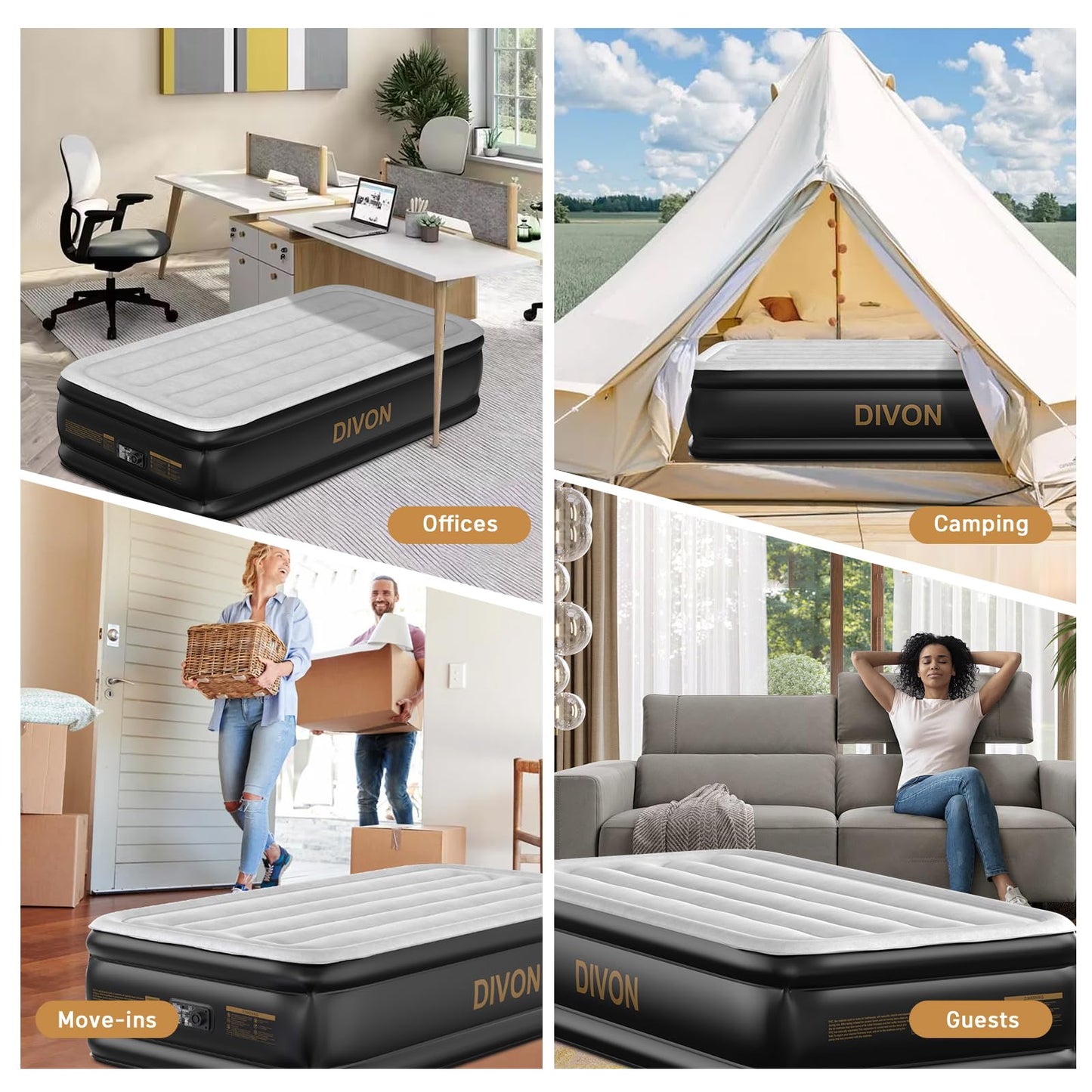 DIVON 18" Queen Air Mattress with Built-In Pump