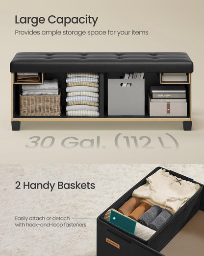 SONGMICS 15"x43"x15.7" Storage Ottoman Bench
