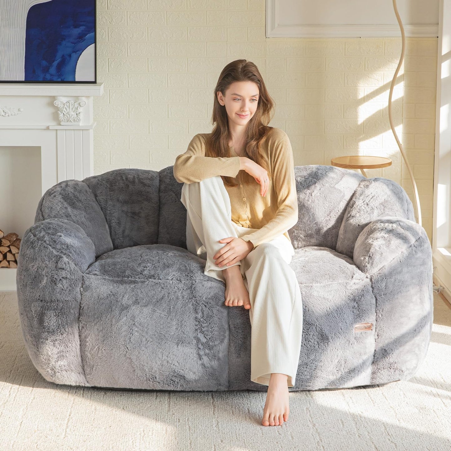 MAXYOYO Floral Bean Bag Chair – Beige