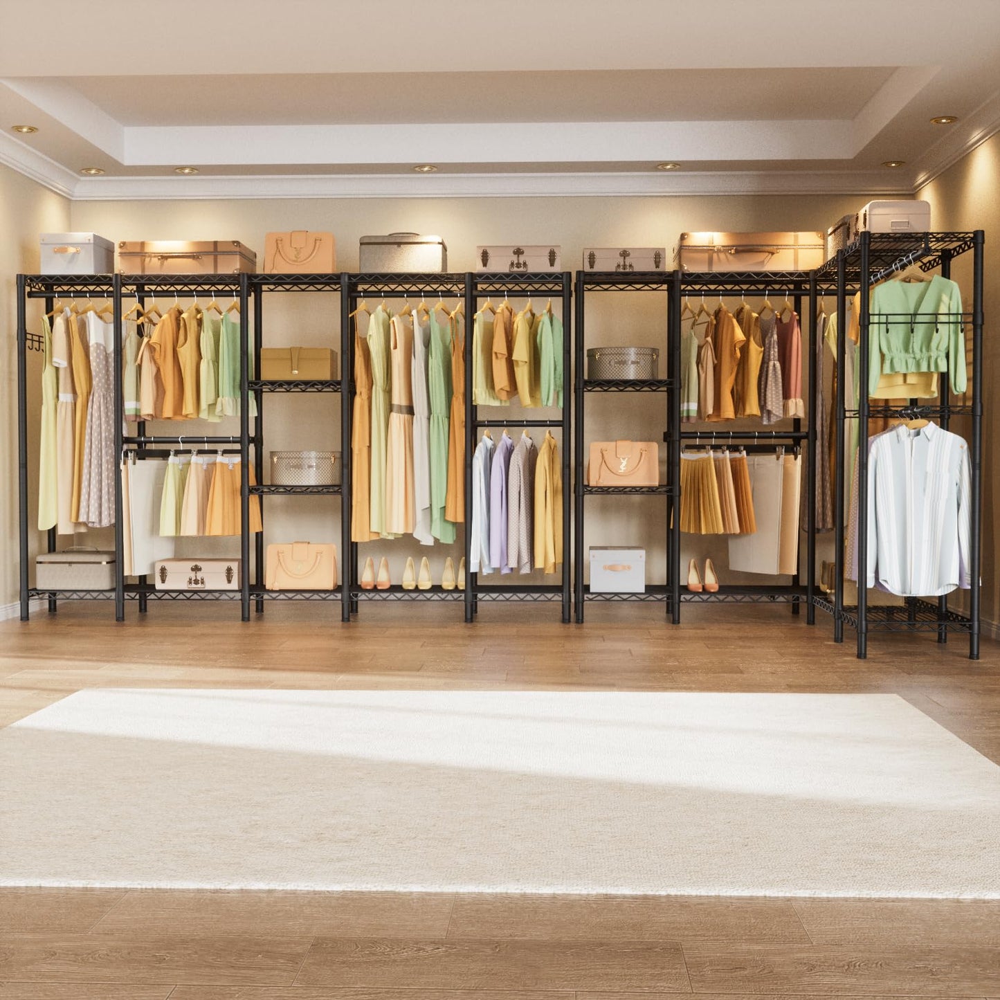 Heavy Duty Large Garment Rack with Shelves & Rods