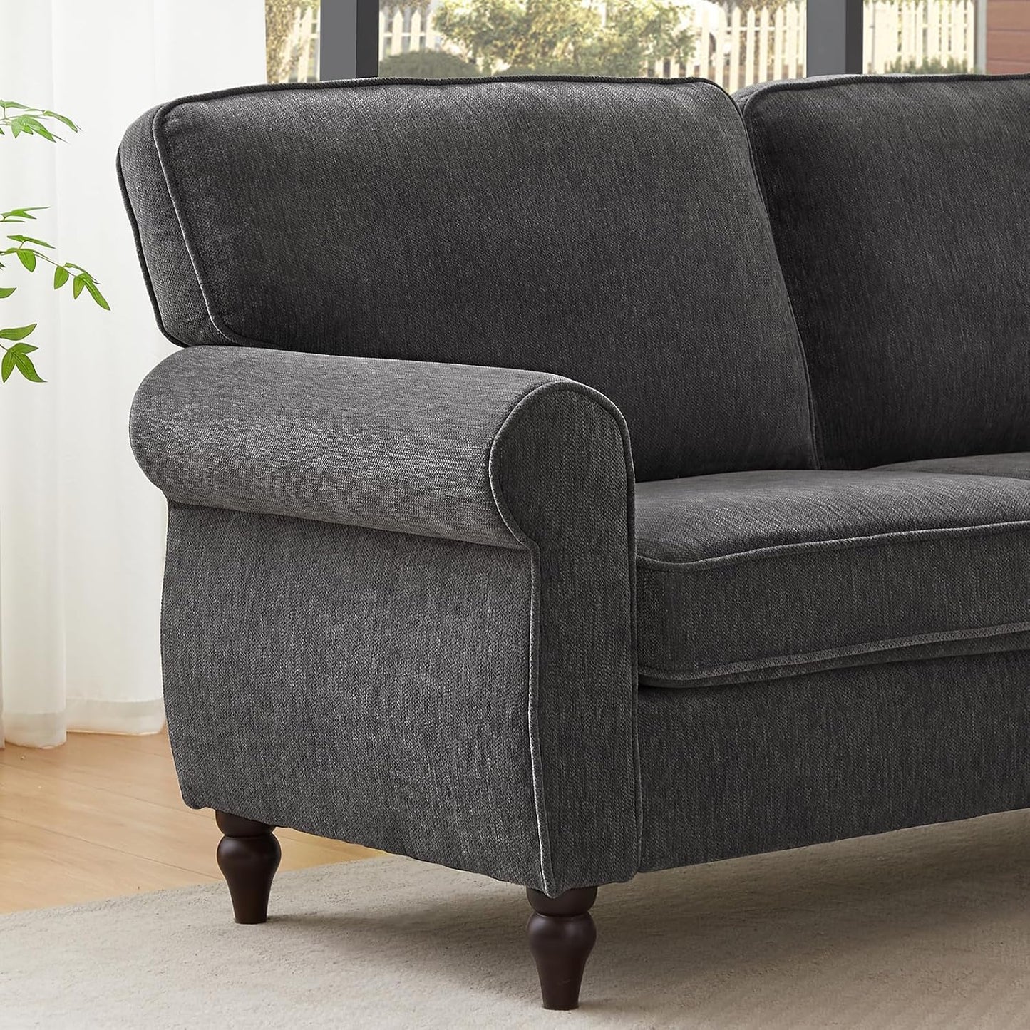 101" L-Shaped Grey 5-Seater Sofa